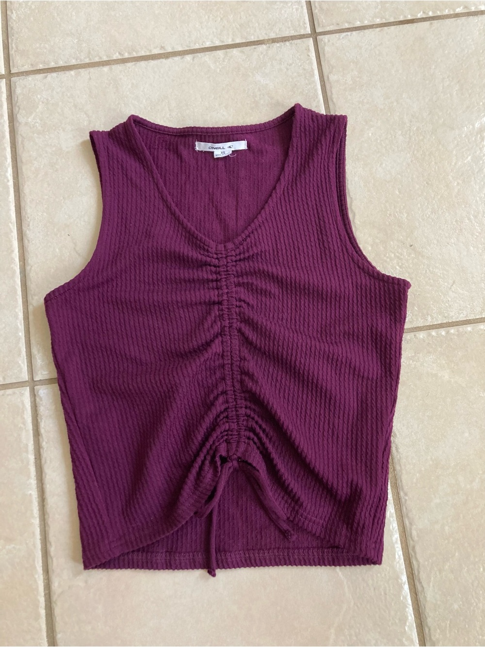 O’Neill ribbed plum aubergine cinch front tank winter color season